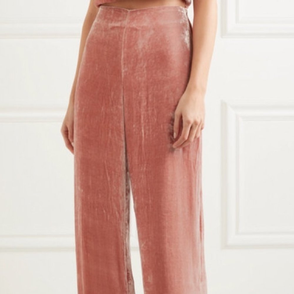 STAUD Margaux crushed-velvet wide-leg pants, 4